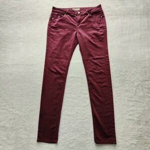 Costa Blanca Audrey Skinny Pants Womens 27 32W 30L Burgundy Denim Stretch Jeans